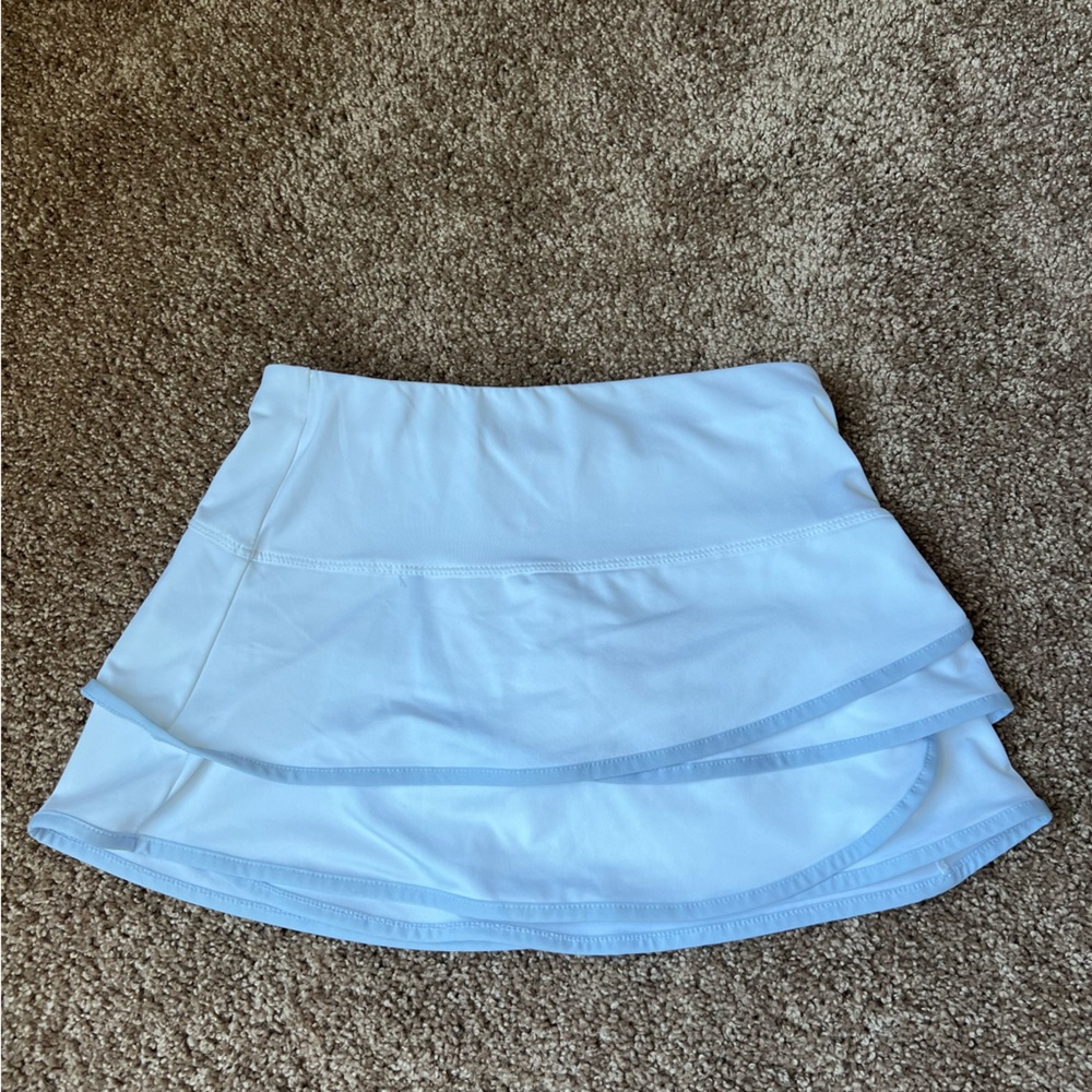 Youth Lucky in Love White Tennis Skirt with Purple Accents